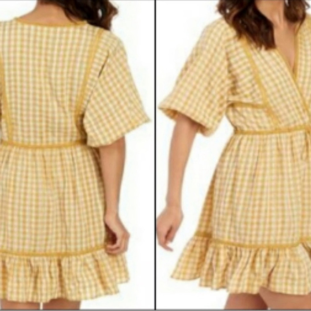 MAX STUDIO Assumed Size L Boho Yello Gingham Dress
